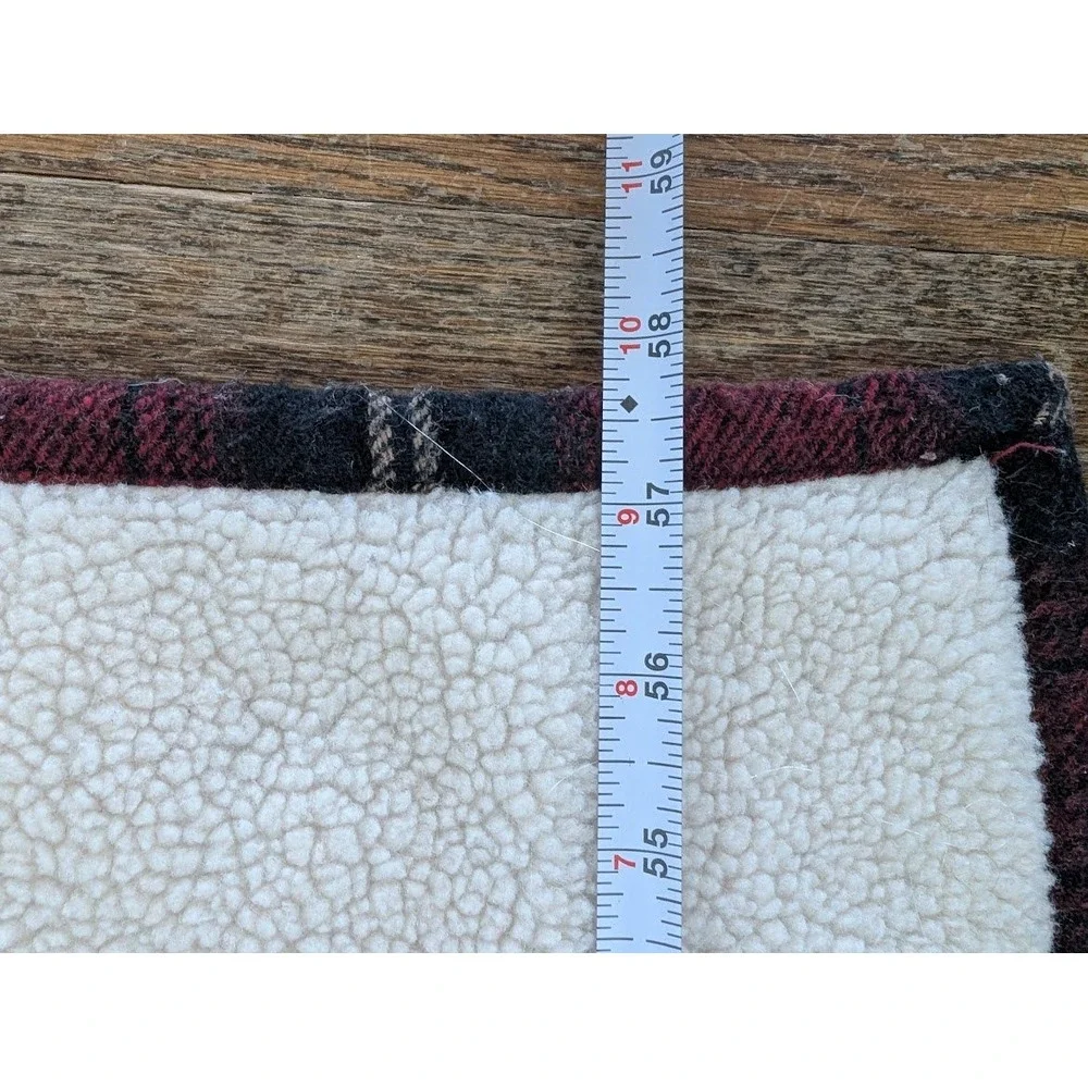 Vtg Woolrich Home Sherpa Fleece Throw Blanket 58x46 Wool Blend Cabin Lodge Plaid